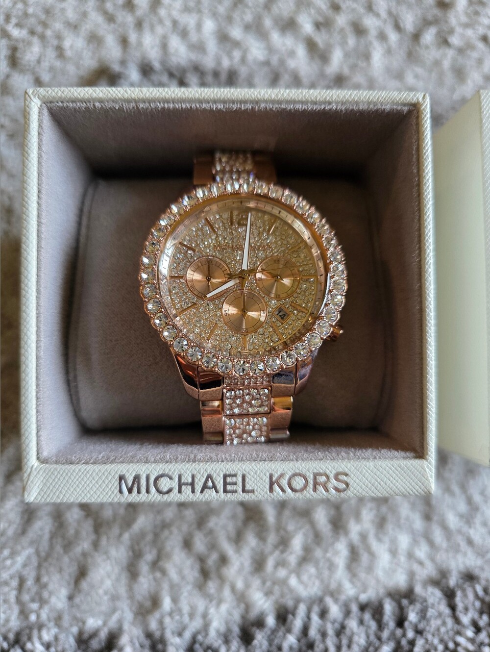 Michael Kors Women's Rose Gold Crystal Bracelet Watch - NWT - Picture 2 of 7